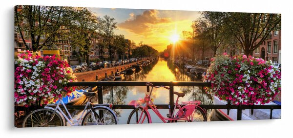 Obraz - Východ slnka v Amsterdame (120x50 cm)