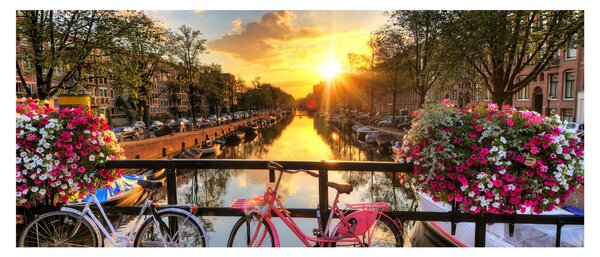 Obraz - Východ slnka v Amsterdame (120x50 cm)