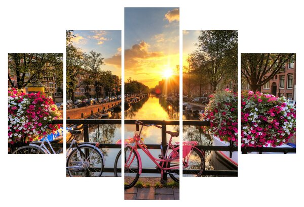 Obraz - Východ slnka v Amsterdame (150x105 cm)