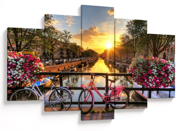 Obraz - Východ slnka v Amsterdame (150x105 cm)
