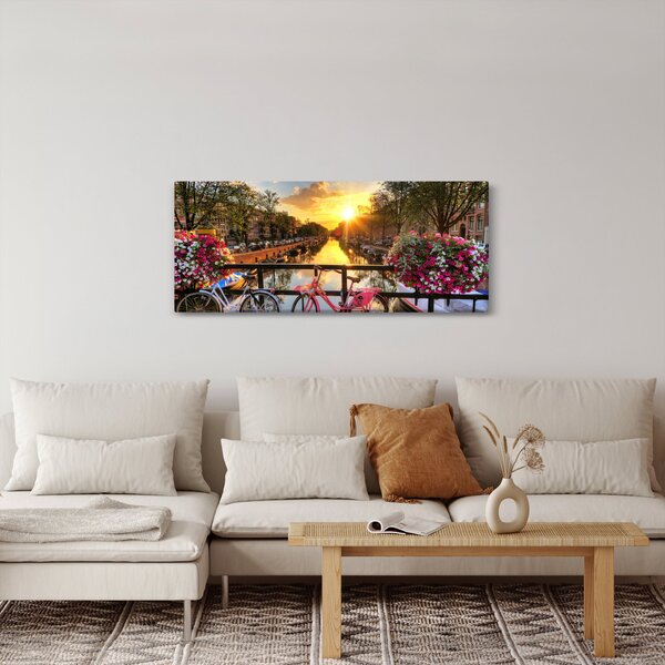 Obraz - Východ slnka v Amsterdame (120x50 cm)