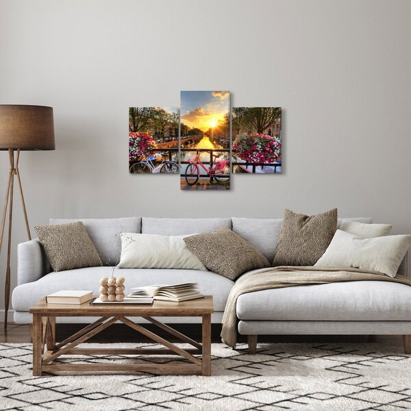 Obraz - Východ slnka v Amsterdame (90x60 cm)