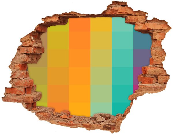Nálepka 3D diera na stenu Farebné štvorčeky
