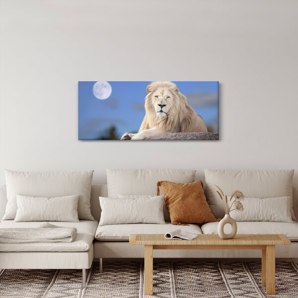 Obraz - Biely lev (120x50 cm)