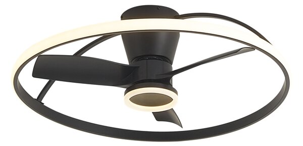 Stropný ventilátor čierny vrátane LED s diaľkovým ovládaním - Steer