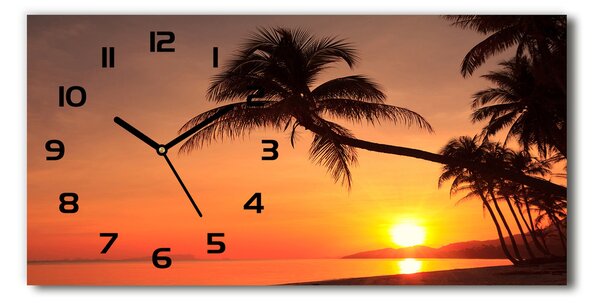 Vodorovné Sklenené hodiny na stenu Západ slnka pláž