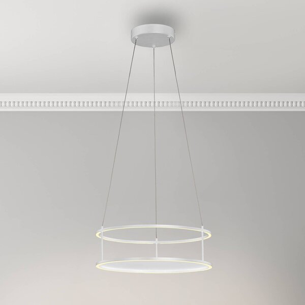 LED závesné svietidlo Conni od Paula Neuhausa, biela, Ø 50 cm, Biela / opálová, Obývacia izba / jedáleň, kov, Moderný, Závesné svietidlo