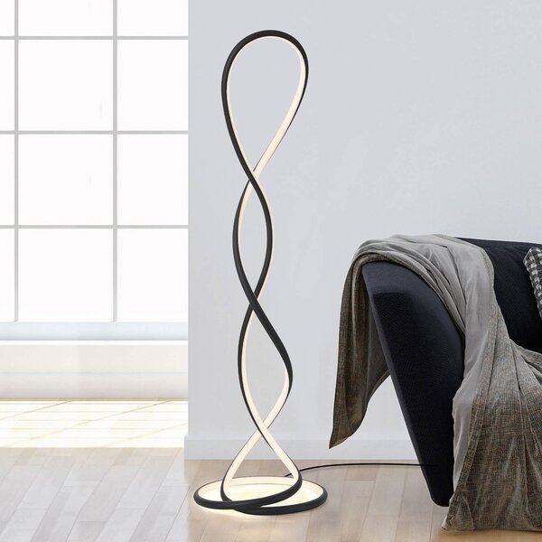 Paul Neuhaus LED stojacia lampa Twist, čierne, výška 143 cm, Čierna, Obývacia izba / jedáleň, Hliník, Moderný