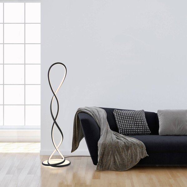 Paul Neuhaus LED stojacia lampa Twist, čierne, výška 143 cm, Čierna, Obývacia izba / jedáleň, Hliník, Moderný
