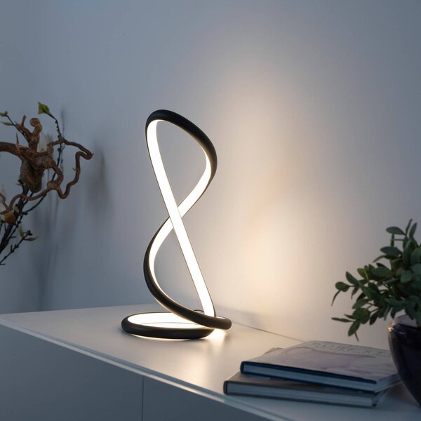 Paul Neuhaus stolová LED lampa Twist, čierna, výška 42 cm, Čierna, Spálňa, Hliník, Moderný