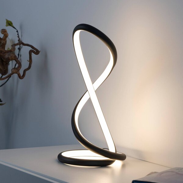 Paul Neuhaus stolová LED lampa Twist, čierna, výška 42 cm, Čierna, Spálňa, Hliník, Moderný