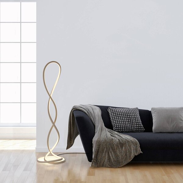 Paul Neuhaus LED stojacia lampa Twist, piesková farba, výška 143 cm, Krémová / jantárovo žltá, Obývacia izba / jedáleň, Hliník, Moderný