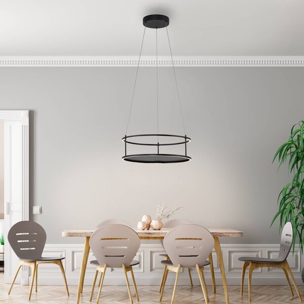 LED závesné svietidlo Conni od Paula Neuhausa, čierna, Ø 50 cm, Čierna, Obývacia izba / jedáleň, kov, Moderný, Závesné svietidlo