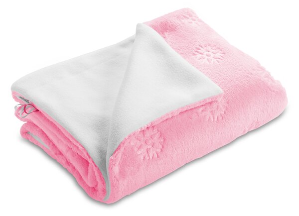 Biante Detská obojstranná deka Mikroplyš/Polar MIP-022 Snehové vločky - svetlo ružová 75x100 cm