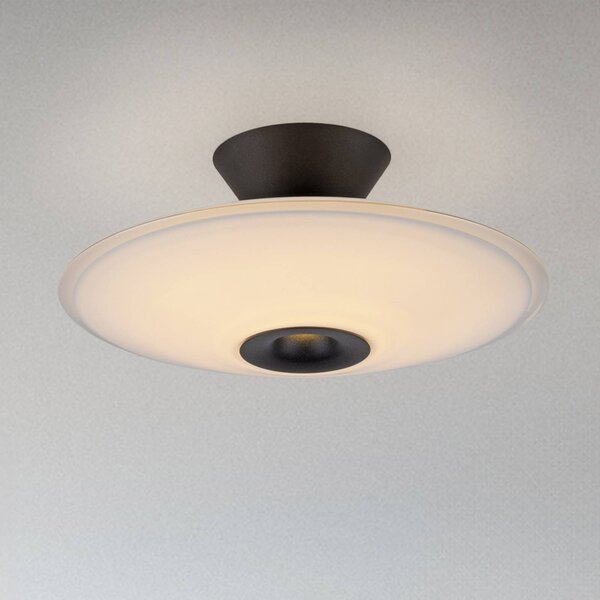 Paul Neuhaus stropné LED svetlo Elipsa, biele/čierne, Ø 35 cm, Biela / opálová, Obývacia izba / jedáleň, Sklo