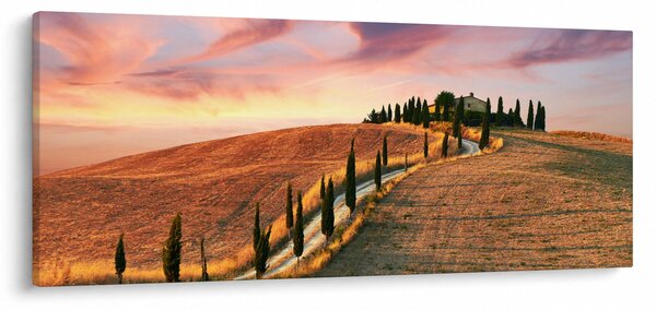 Obraz - Dom na kopci, Toskánsko, Taliansko (120x50 cm)