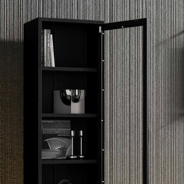 Čierna sklenená vitrína do obývačky z kovu na nožičkách LUIGI Modern 500 x 1800 x 350 mm