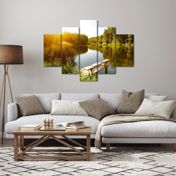 Obraz - Jazero pri lese (150x105 cm)