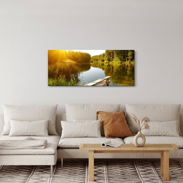 Obraz - Jazero pri lese (120x50 cm)
