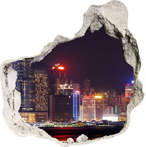 Samolepiaca nálepka betón Hong kong v noci nd-p-103649415
