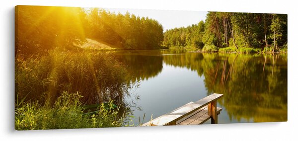 Obraz - Jazero pri lese (120x50 cm)