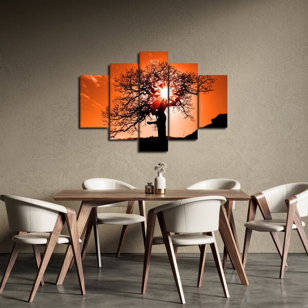 Obraz - Dub pri západe slnka (150x105 cm)