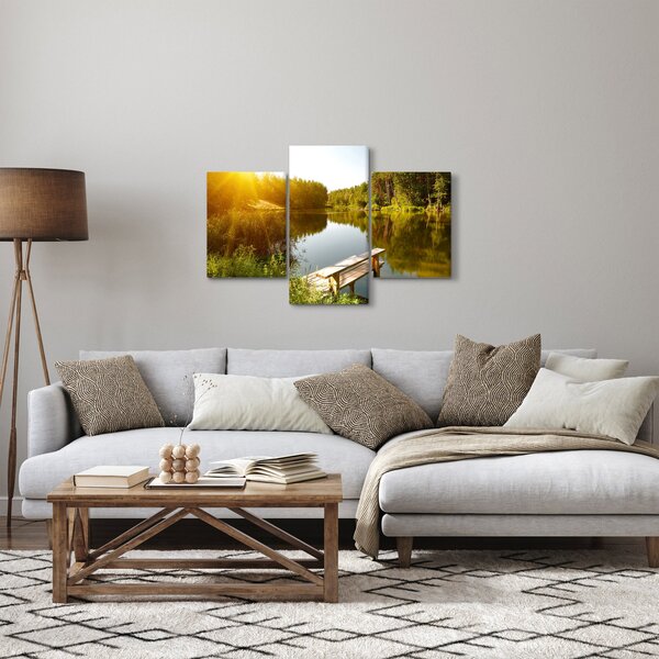 Obraz - Jazero pri lese (90x60 cm)