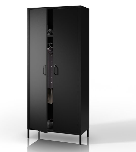 Čierna šatníková skriňa FLAVIO Modern 800 x 1850 x 450 mm