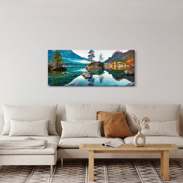 Obraz - Jazero Hintersee, Bavorské Alpy, Rakúsko (120x50 cm)