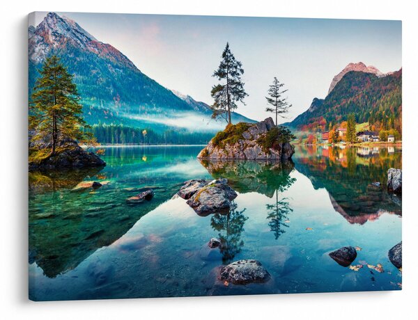 Obraz - Jazero Hintersee, Bavorské Alpy, Rakúsko (70x50 cm)