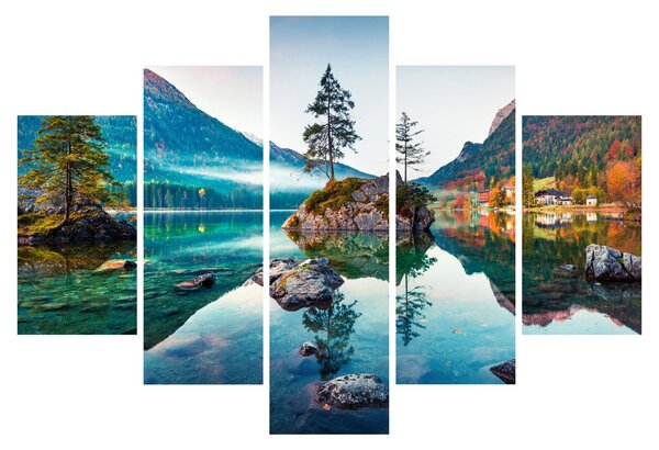 Obraz - Jazero Hintersee, Bavorské Alpy, Rakúsko (150x105 cm)