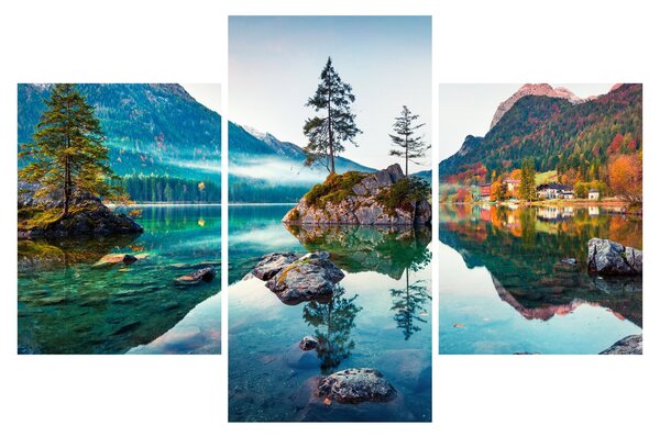 Obraz - Jazero Hintersee, Bavorské Alpy, Rakúsko (90x60 cm)