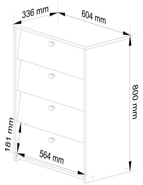 4 krídlový botník 60 cm, biely