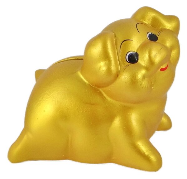 Zlatá keramická pokladnička prasiatko s úsmevom 18 cm