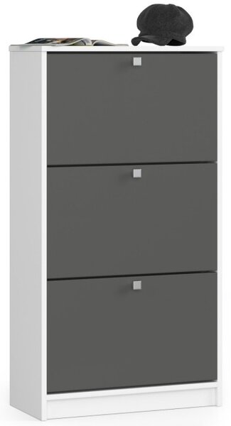 3 krídlový botník 60 cm, biely / sivý