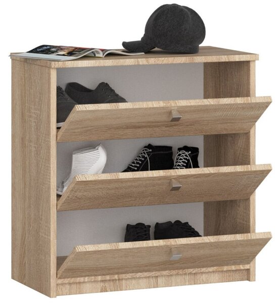 3 krídlový botník MINI 60 cm, dub sonoma