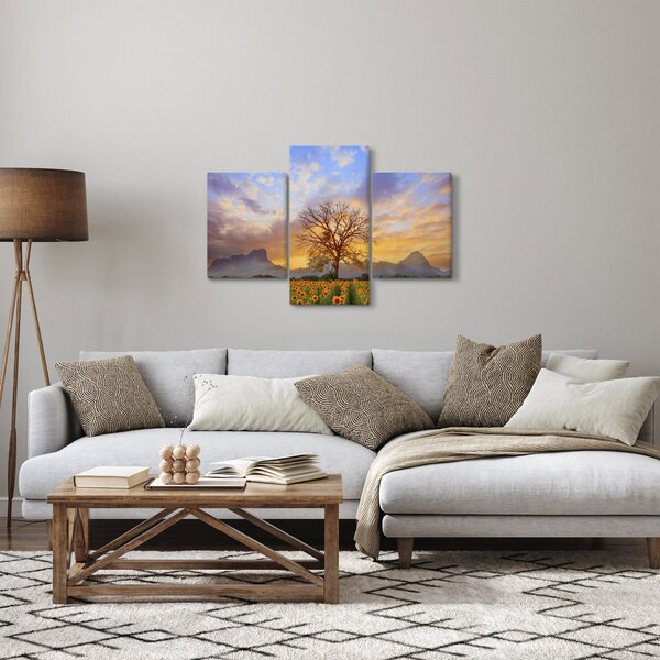 Obraz - Krajina so slnečnicami (90x60 cm)