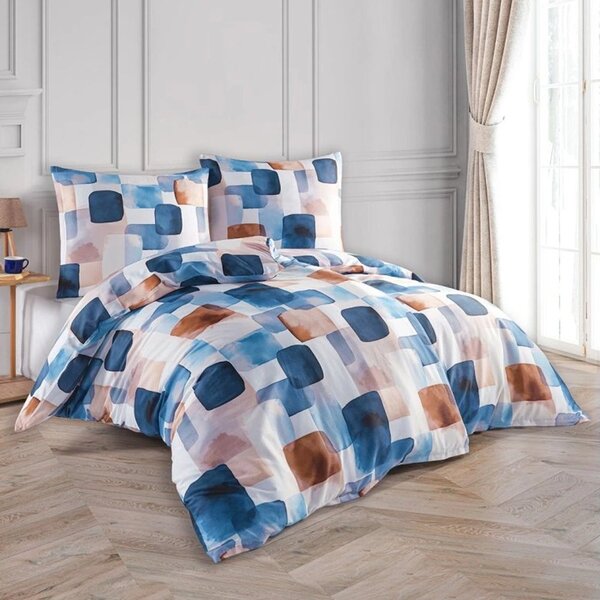 Saténové posteľné obliečky Echo s akvarelovým vzorom - Bedtex Exclusive - 100% bavlna - 70 x 90 cm + 140 x 200 cm