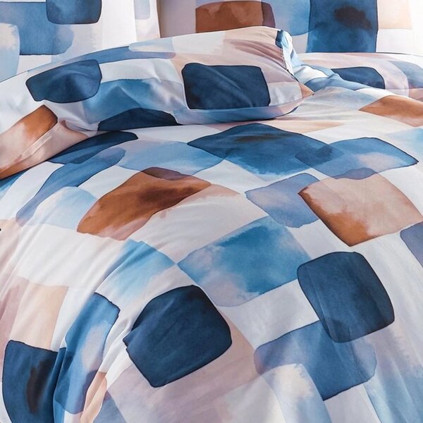 Saténové posteľné obliečky Echo s akvarelovým vzorom - Bedtex Exclusive - 100% bavlna - 70 x 90 cm + 140 x 200 cm