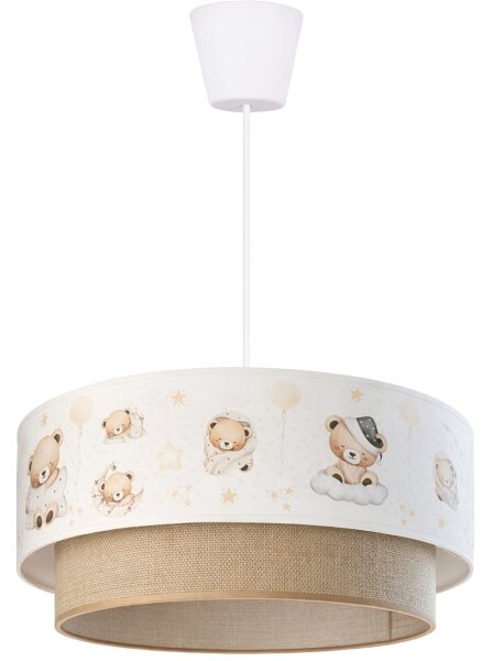 Brilagi- LED Detský luster na lanku BOBO 1xE27/60W/230V pr. 40 cm biela/béžová/medvedík