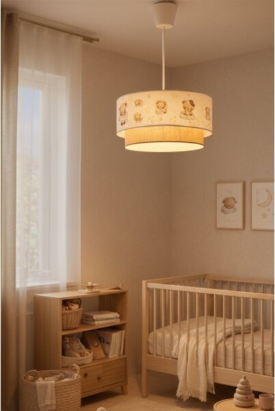 Brilagi- LED Detský luster na lanku BOBO 1xE27/60W/230V pr. 40 cm biela/béžová/medvedík
