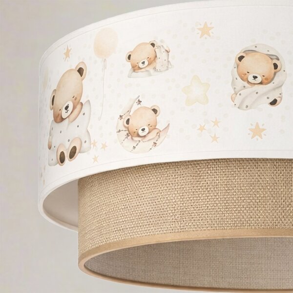 Brilagi- LED Detský luster na lanku BOBO 1xE27/60W/230V pr. 40 cm biela/béžová/medvedík