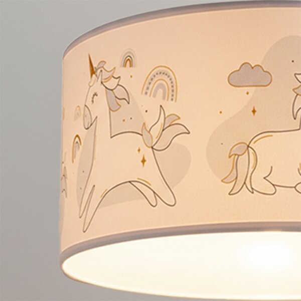 Brilagi - LED detský závesný luster BOBO 1xE27/60W/230V, priemer 35 cm, biela / motív jednorožcov