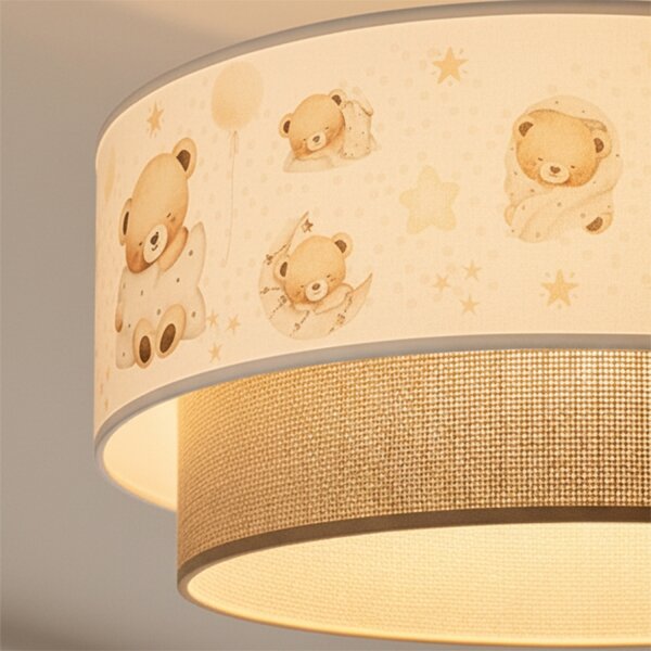Brilagi- LED Detský luster na lanku BOBO 1xE27/60W/230V pr. 40 cm biela/béžová/medvedík