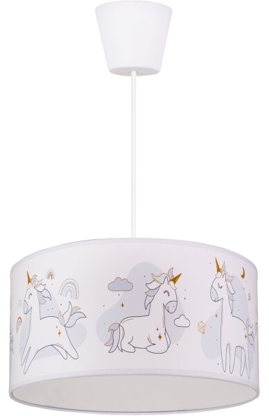 Brilagi - LED detský závesný luster BOBO 1xE27/60W/230V, priemer 35 cm, biela / motív jednorožcov