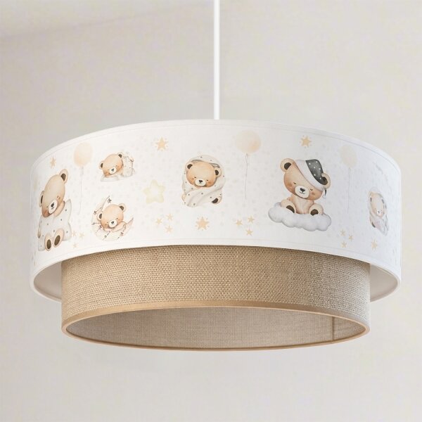 Brilagi- LED Detský luster na lanku BOBO 1xE27/60W/230V pr. 40 cm biela/béžová/medvedík
