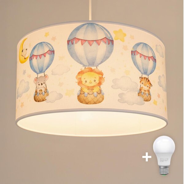 Brilagi - LED detský luster na lanku BOBO 1xE27/60W/230V pr. 35 cm biela/so zvieratkami