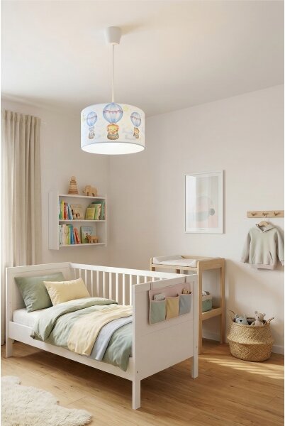 Brilagi - LED detský luster na lanku BOBO 1xE27/60W/230V pr. 35 cm biela/so zvieratkami
