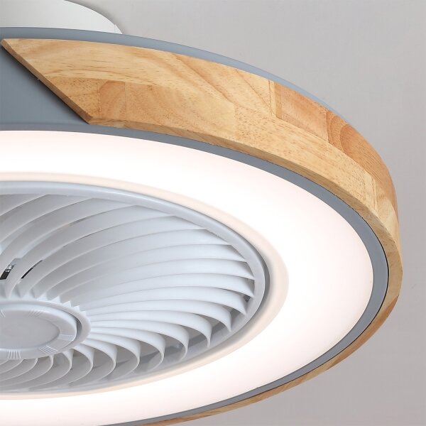 Brilagi - stmievateľné LED svietidlo s ventilátorom LED/38W/230V 50 cm sivá/dub + diaľkové ovládanie