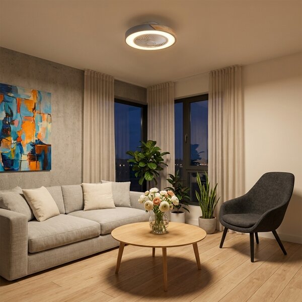 Brilagi - stmievateľné LED svietidlo s ventilátorom LED/38W/230V 50 cm sivá/dub + diaľkové ovládanie